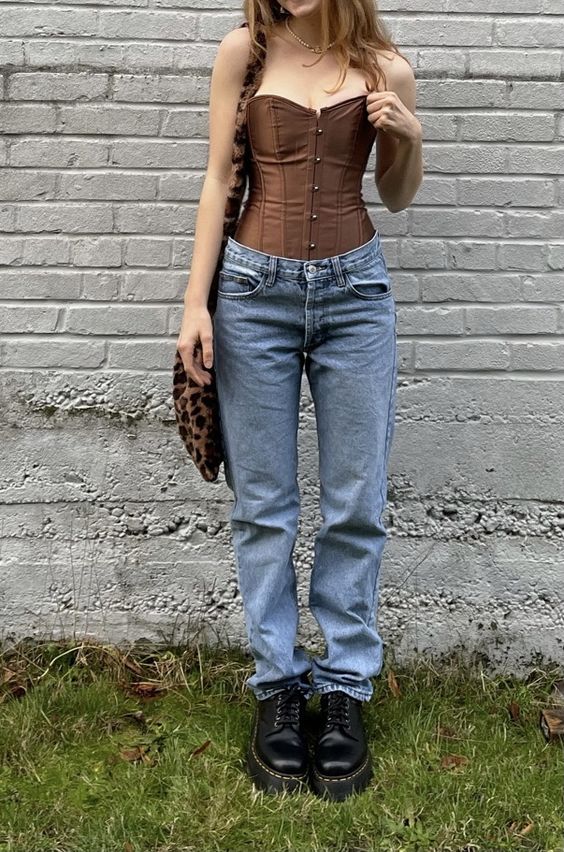 Espartilho corset marrom