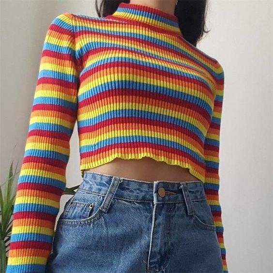 Blusa Crooped Moletom Arco-íris - Ohbabyohman