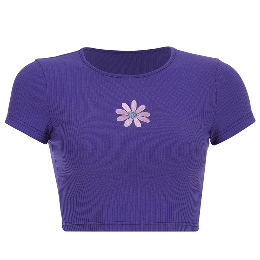Crooped floral roxo