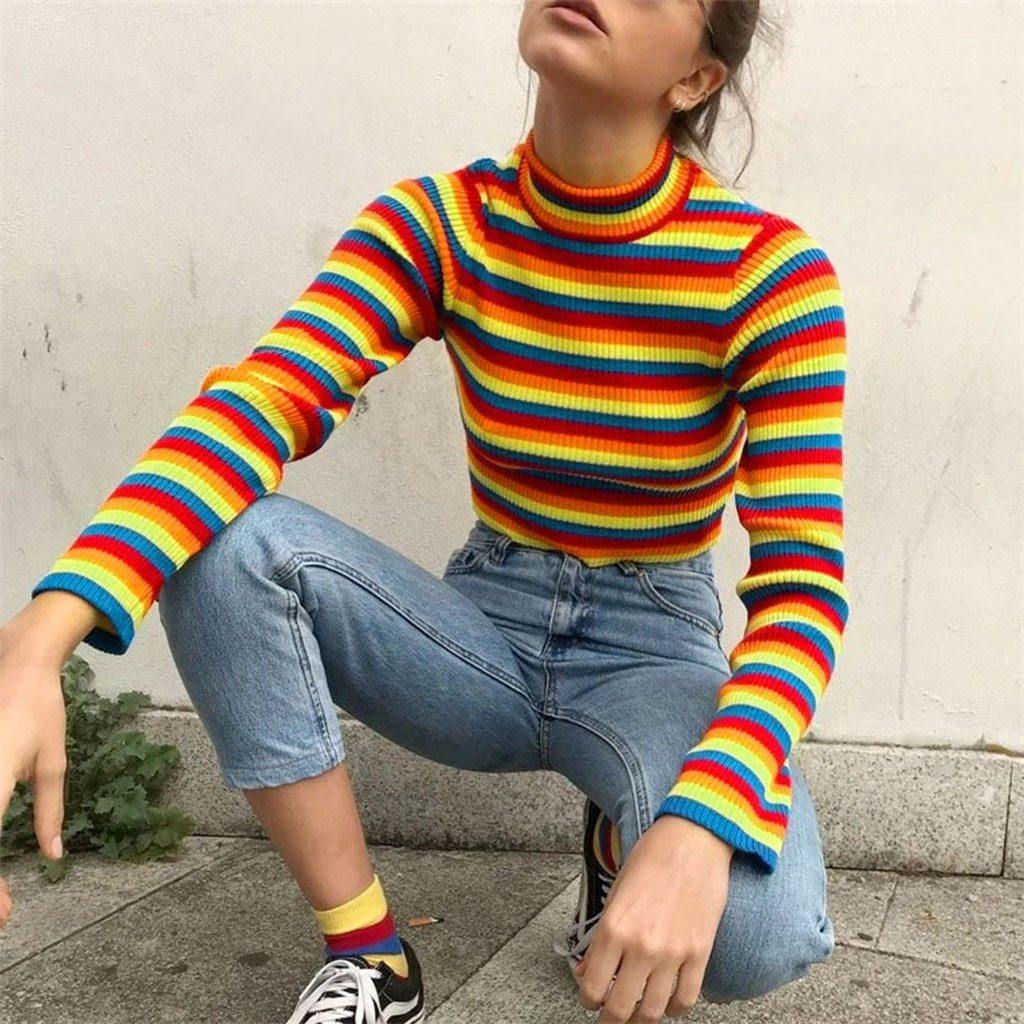 Blusa Crooped Moletom Arco-íris - Ohbabyohman