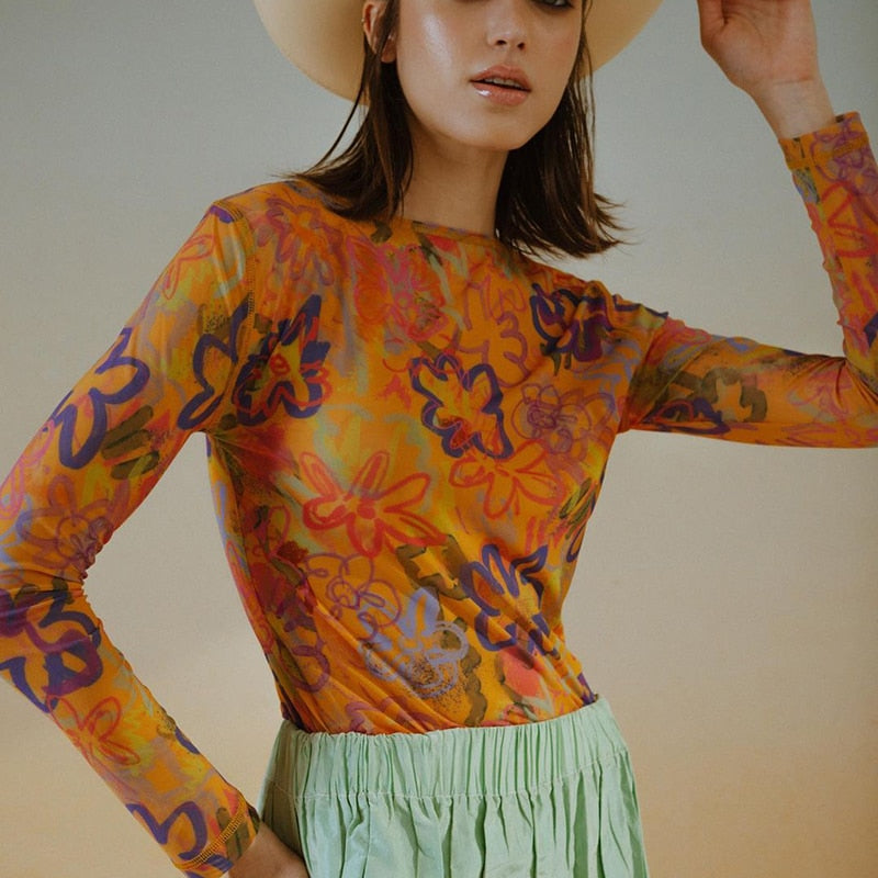 Blusa Tule Floral Jules