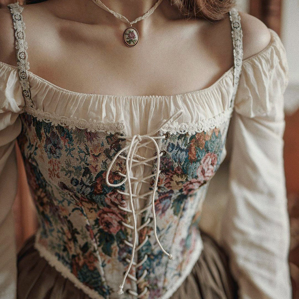 Corset bustiê Renascentista Jacquard