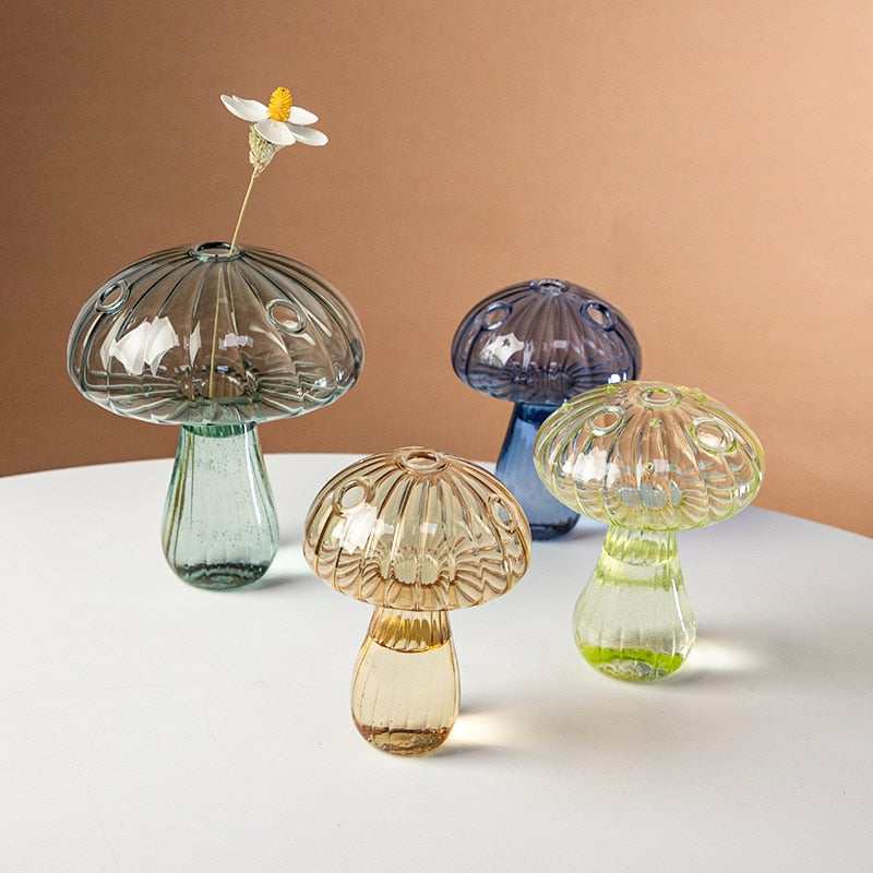 Vaso de vidro Cogumelo Arco-Iris