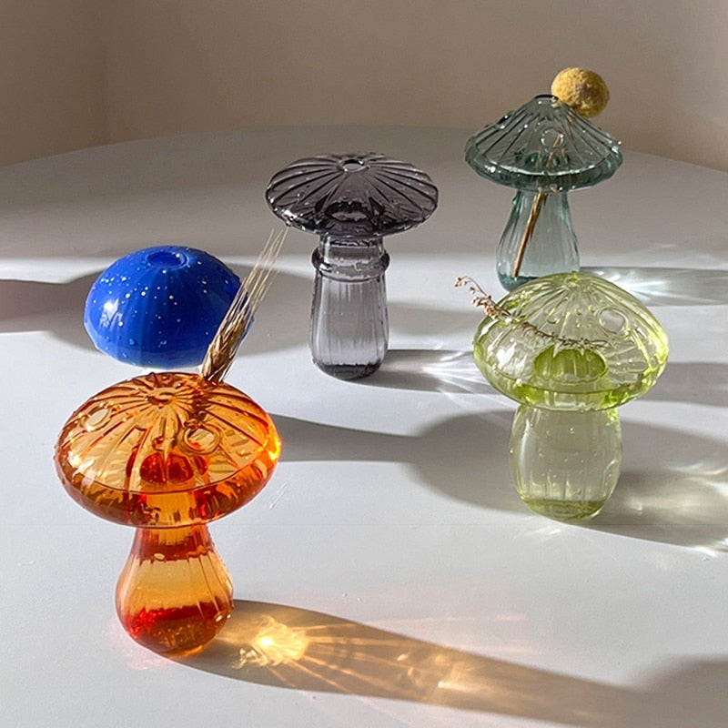 Vaso de vidro Cogumelo Arco-Iris