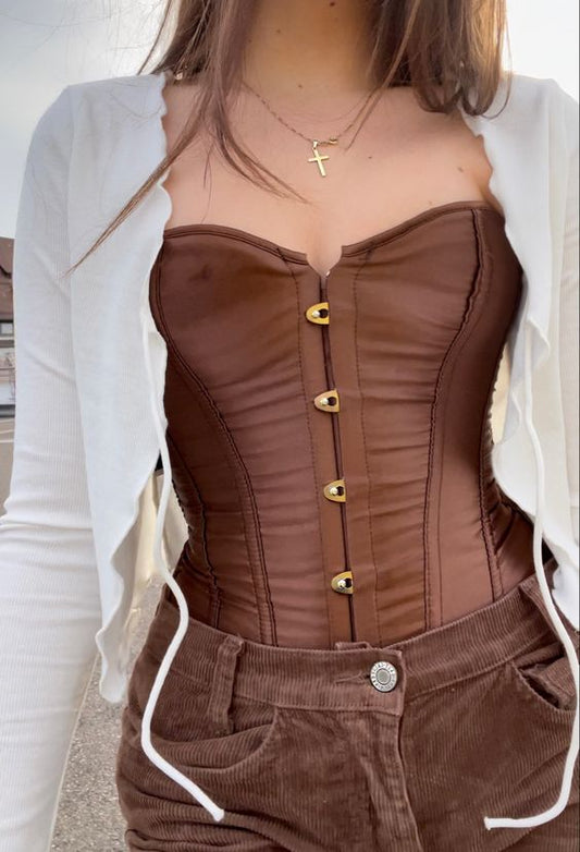Espartilho corset marrom