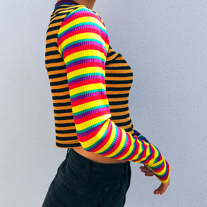 BLUSA VINTAGE COM LISTRAS ARCO-ÍRIS - Ohbabyohman