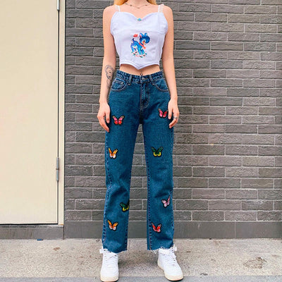 CALÇA JEANS DE BORBOLETAS 90'S - Ohbabyohman