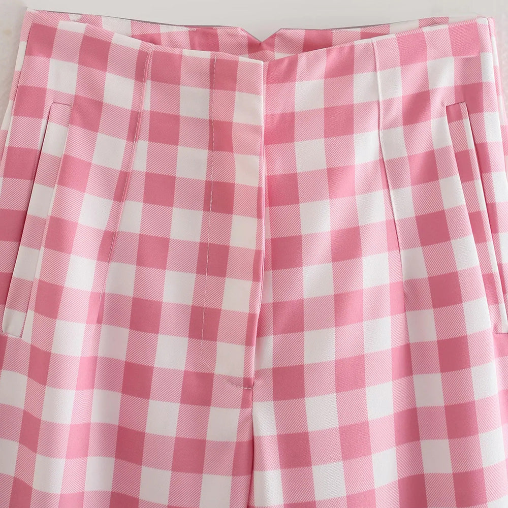 Calça Rose Quadriculada 60´s