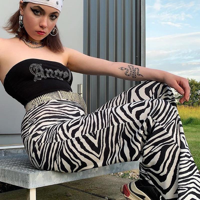 CALÇA 90´S ZEBRA PRETO E BRANCO - Ohbabyohman