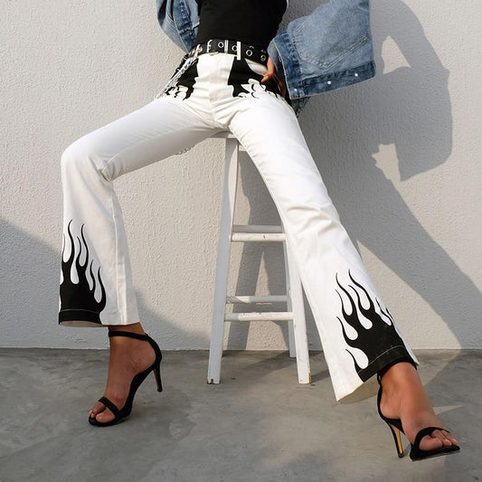 CALÇA FLARE BRANCA BLACK FIRE