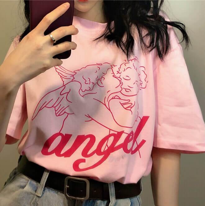 T-SHIRT ANGEL PINK - Ohbabyohman