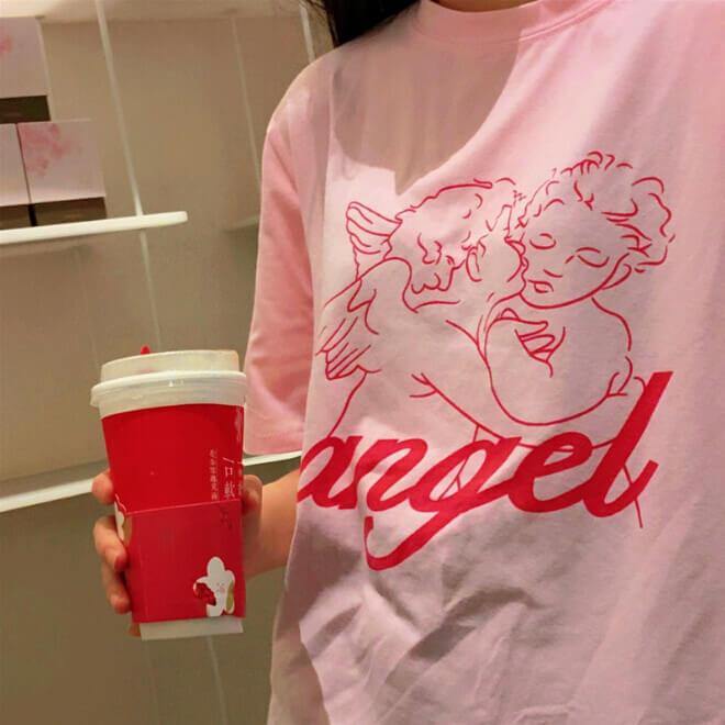 T-SHIRT ANGEL PINK - Ohbabyohman